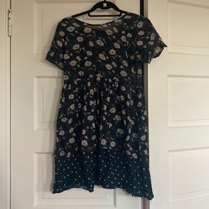 90s vintage sheer mini daisy polka dot print babydoll dress